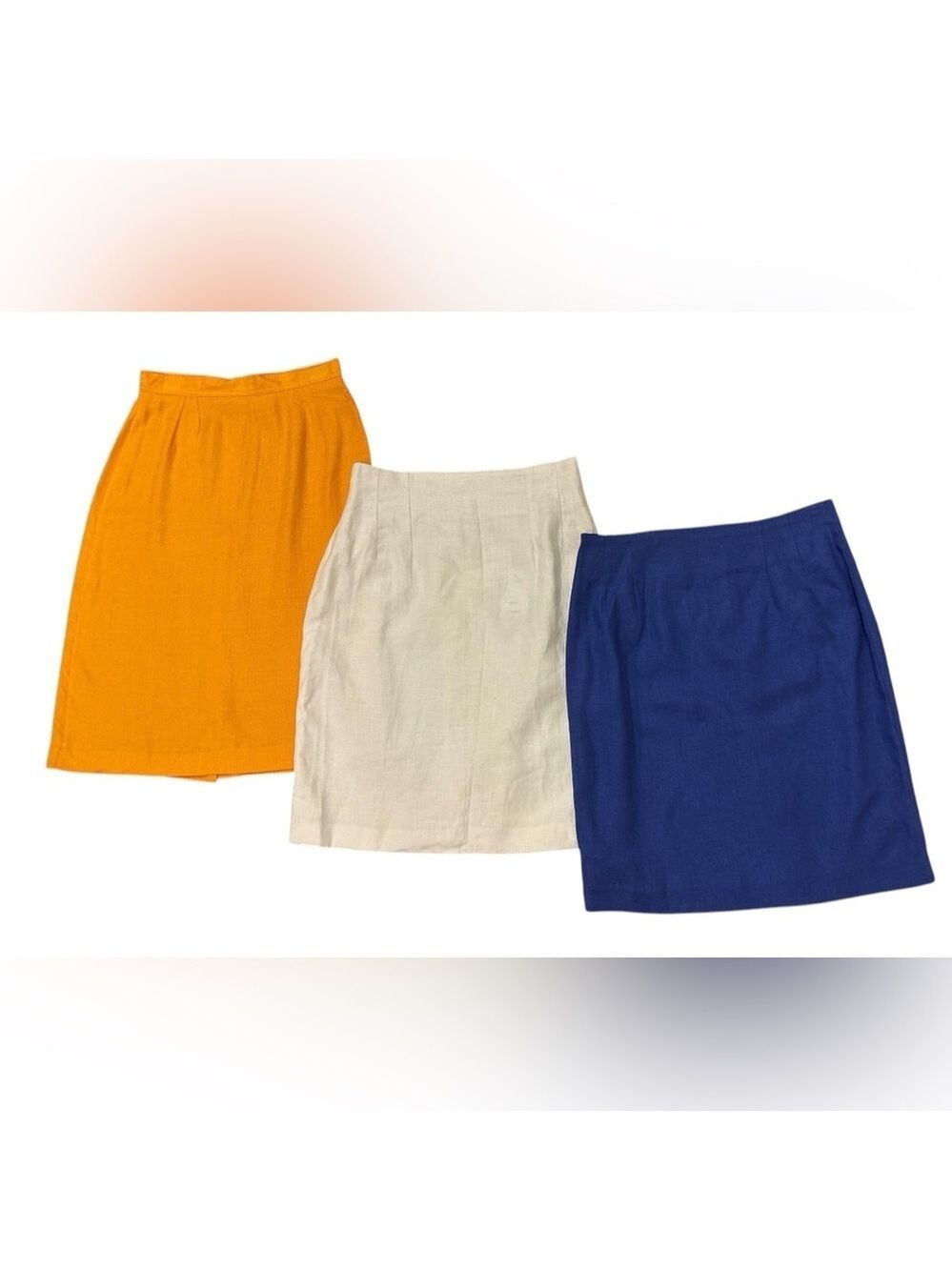 LOT OF 3 LINEN PENCIL SKIRTS NWT 1 - WHITE 1 BUTTERY GOLD & 1 BLUE COASTAL SZ 10